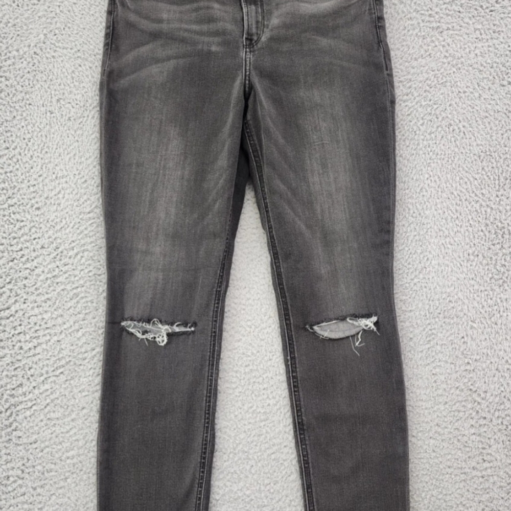 Express Gray Ripped Skinny Jeans